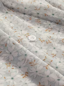 DAZY Allover Floral Print Button Front Shirt Cruise Women Outfits Vacation Outfits Women - Baby Blue - View 3