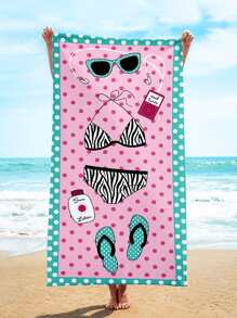 1 chiếc Khăn đi biển họa tiết hoạt hình, Khăn đi biển sợi nhỏ hiện đại dành cho ngoài trời - Nhiều màu - Xem 1