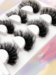 Asiteo 4 Pairs/Set Full False Lashes Fluffy Thick 25mm Messy Lash Volume Eyelash Extension Effect Makeup Strip Lashes, Lashes, Eyelashes, Fake Lashes - Black - View 2