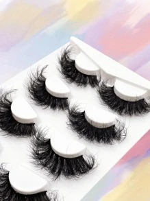 Asiteo 4 Pairs/Set Full False Lashes Fluffy Thick 25mm Messy Lash Volume Eyelash Extension Effect Makeup Strip Lashes, Lashes, Eyelashes, Fake Lashes - Black - View 3