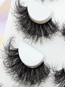 Asiteo 4 Pairs/Set Full False Lashes Fluffy Thick 25mm Messy Lash Volume Eyelash Extension Effect Makeup Strip Lashes, Lashes, Eyelashes, Fake Lashes - Black - View 4