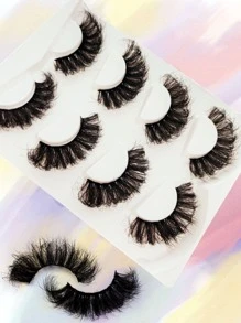 Asiteo 4 Pairs/Set Full False Lashes Fluffy Thick 25mm Messy Lash Volume Eyelash Extension Effect Makeup Strip Lashes, Lashes, Eyelashes, Fake Lashes - Black - View 7