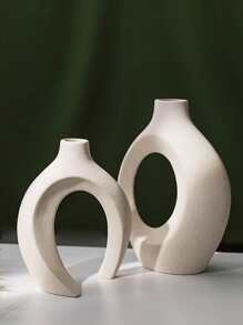 2pcs/Set Porcelain Flower Vase, Creative Geometric Design Vases For Flower,Home Decor,Flower Vase,Centerpiece,Table Decor Room Decor Glass Vase - White - View 5