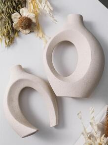 2pcs/Set Porcelain Flower Vase, Creative Geometric Design Vases For Flower,Home Decor,Flower Vase,Centerpiece,Table Decor Room Decor Glass Vase - White - View 6