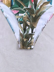 SHEIN Swim 熱帶圖案環鏈連體泳衣 - 彩色 - 查看 6