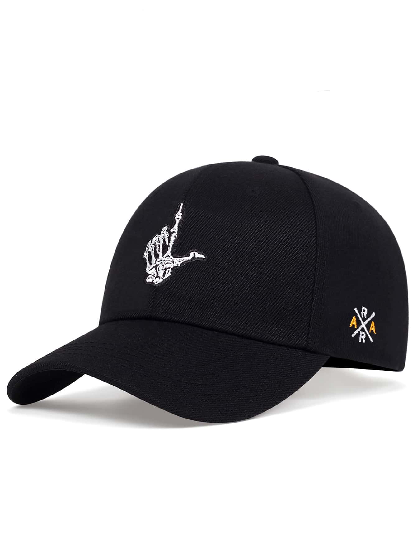 AR Mũ bóng chày thêu tay và chữ cái Skeleton cho nam - màu đen - Xem 1