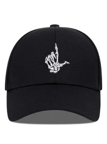 AR Mũ bóng chày thêu tay và chữ cái Skeleton cho nam - màu đen - Xem 4