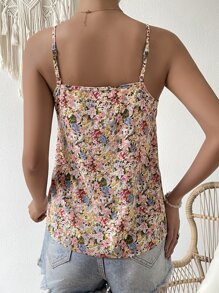 SHEIN VCAY Áo khoác và áo lót dành cho xe tăng nữ Tương phản ren Hoa Tất cả trên in Boho - Nhiều màu - Xem 2