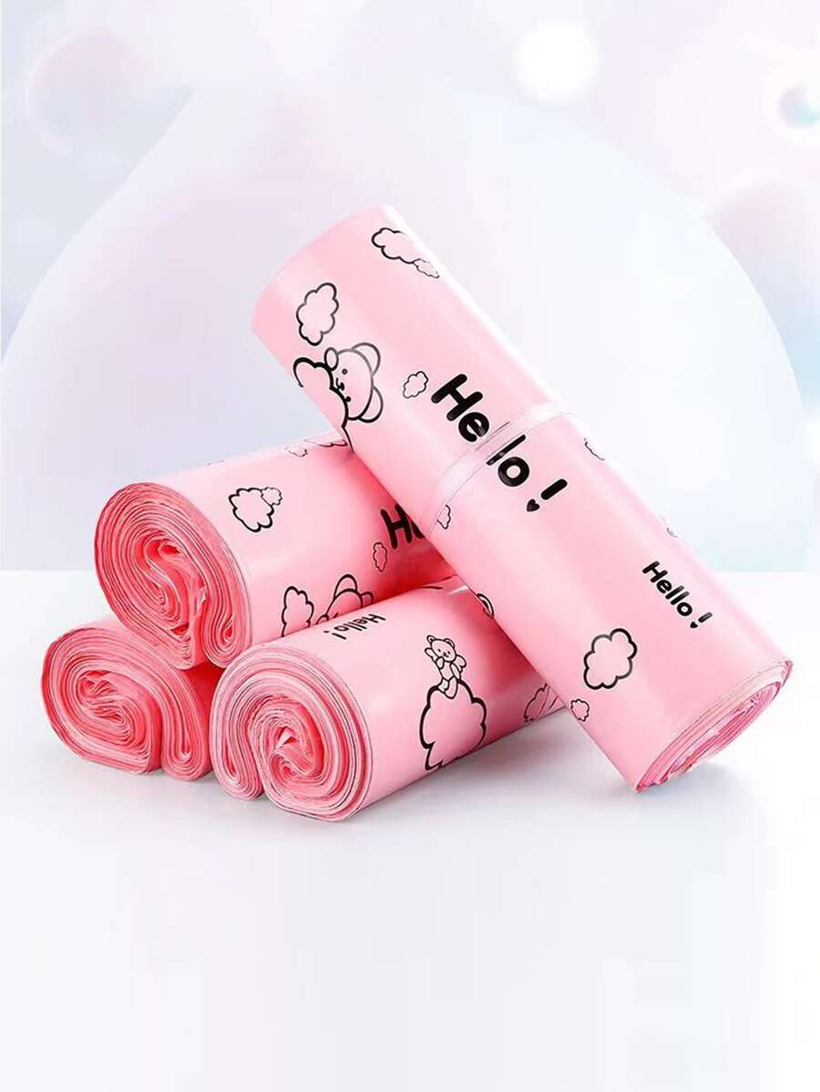 10入組/套PET禮品包裝袋卡通熊圖案派對禮品袋 - 粉色 - 查看 1