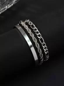 3 cái/bộ Vòng Tay Nam Tối Giản - trắng - Xem 1