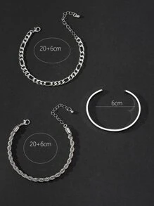 3 cái/bộ Vòng Tay Nam Tối Giản - trắng - Xem 3