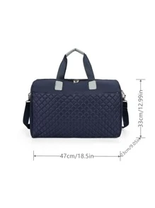 Quilted Detail Travel Bag - Blue - View 2