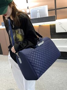 Quilted Detail Travel Bag - Blue - View 3