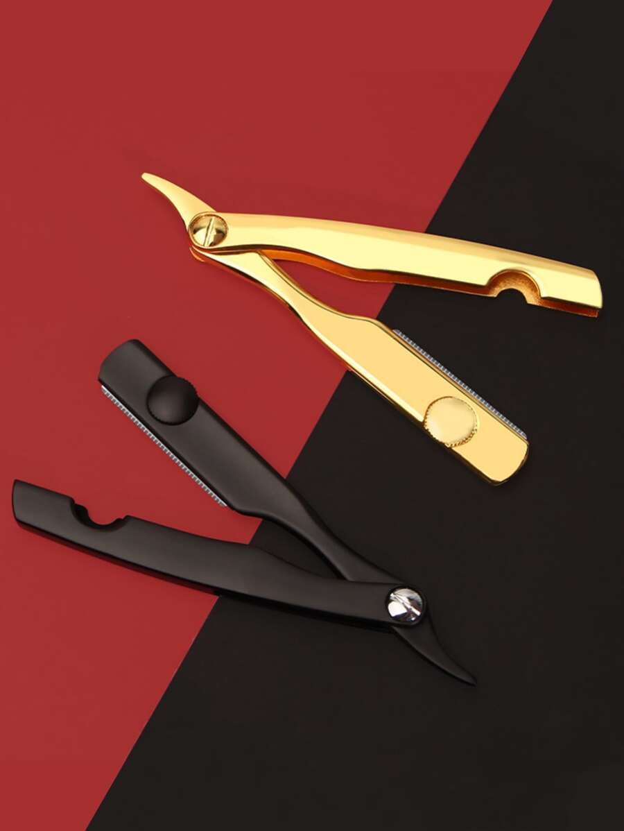 Replaceable Hair Removal Razor, 1pc Stainless Steel Portable Razor For Salon Without Blades - Gold - View 1