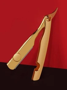 Replaceable Hair Removal Razor, 1pc Stainless Steel Portable Razor For Salon Without Blades - Gold - View 2