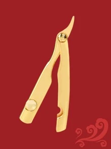 Replaceable Hair Removal Razor, 1pc Stainless Steel Portable Razor For Salon Without Blades - Gold - View 3