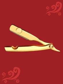 Replaceable Hair Removal Razor, 1pc Stainless Steel Portable Razor For Salon Without Blades - Gold - View 4