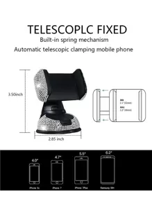 水鑽裝飾吸盤式手機車載支架 - 白色 - 查看 3