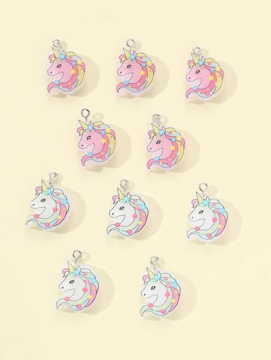 10入組/套獨角獸DIY吊墜 - 彩色 - 查看 1