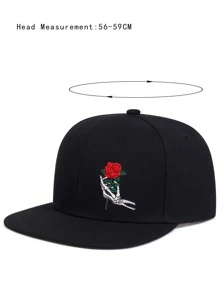Men Skeleton Hand & Floral Embroidered Hip Hop Cap Halloween Valentine's Day Valentines