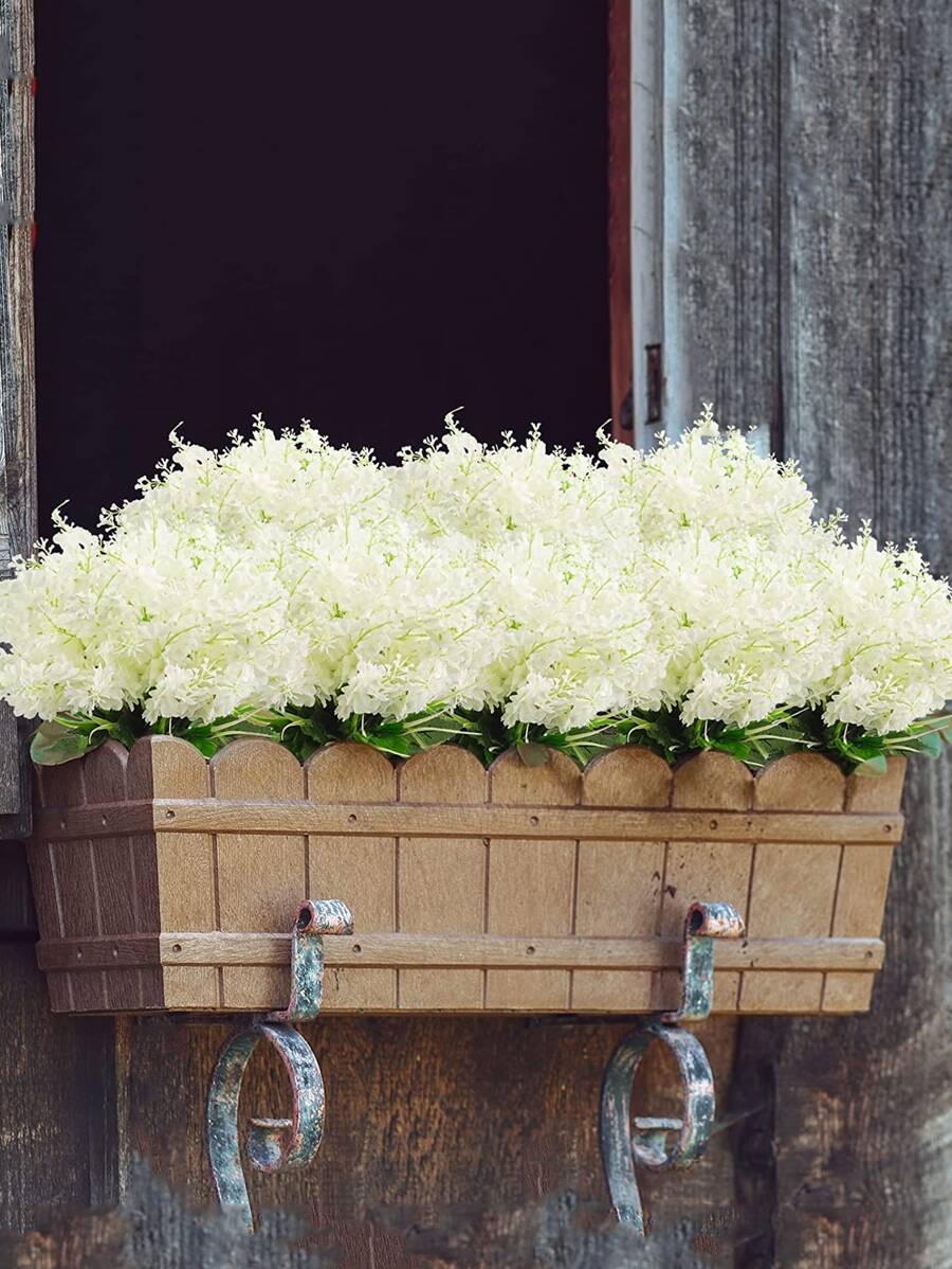 2bunches/set Plastic Artificial Flower, Cottagecore White Fake Flower For Party - White - View 1