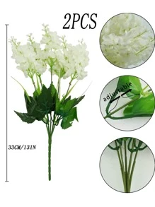 2bunches/set Plastic Artificial Flower, Cottagecore White Fake Flower For Party - White - View 3