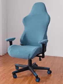 1 pieza Funda de silla de oficina unicolor oficina silla moderno poliéster para casa - Azul - Ver 1