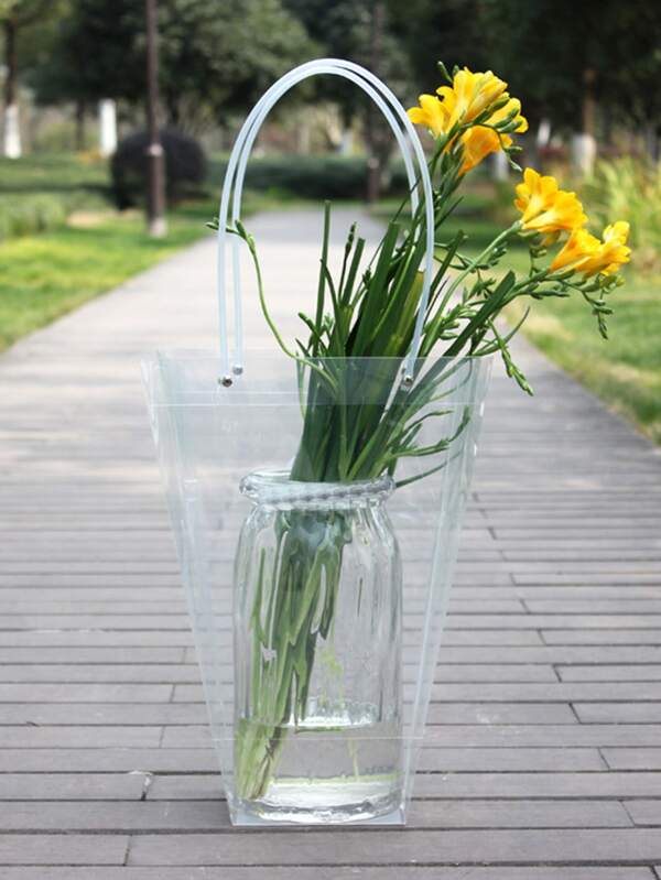 1pc Plastic Gift Bag, Clear Flower Wrapping Bag For Flower SHEIN UK