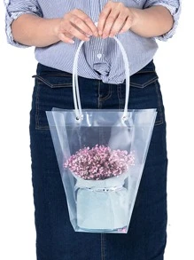 1 túi quà bằng nhựa, túi gói hoa trong suốt cho hoa, - Trong sáng - Xem 4
