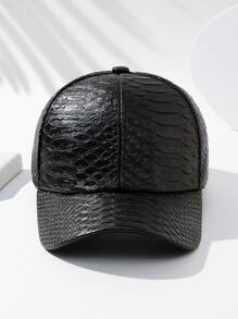 Men Snakeskin Embossed Baseball Cap - Black - View 2