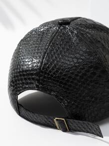 Men Snakeskin Embossed Baseball Cap - Black - View 3
