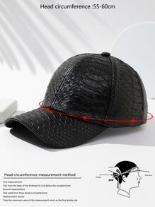 Men Snakeskin Embossed Baseball Cap - Black - View 4
