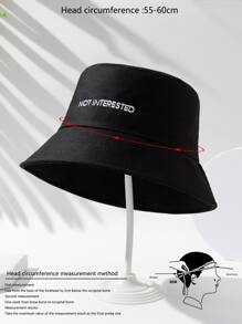 Sombrero de pescador bordado con eslogan para hombre - Negro - Ver 4