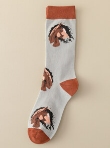 Calcetines con estampado de caballos - Multicolor - Ver 1