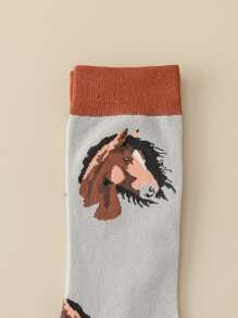 Calcetines con estampado de caballos - Multicolor - Ver 2