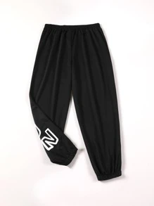 Flirla Plus Slogan Graphic Joggers - Black - View 2