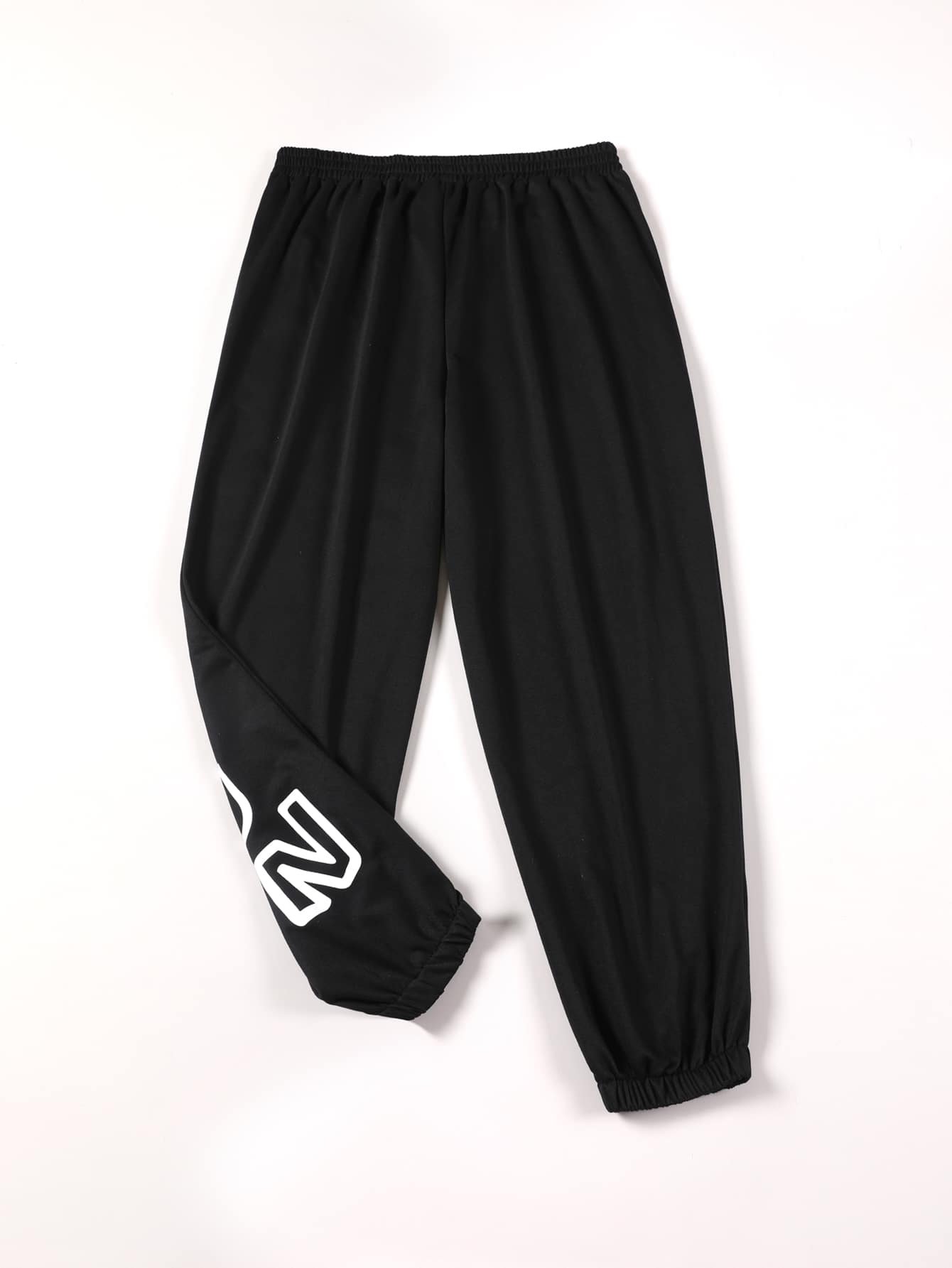 Flirla Pantalones deportivos con estampado de slogan - Negro - Añade 2