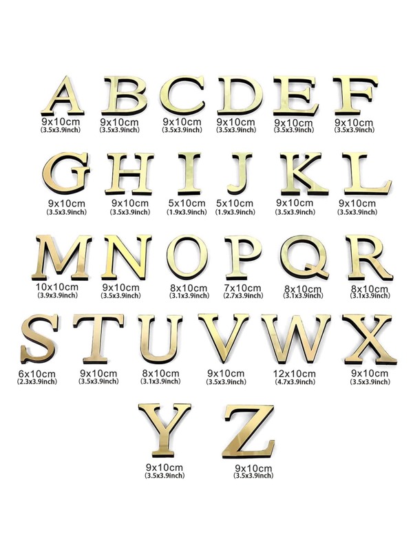 1pc English Alphabet Mirror Surface Sticker, Creative Decorative