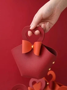 1入組紅色禮品盒極簡主義蝴蝶結裝飾禮品包裝盒適合派對 - 酒紅色 - 查看 4