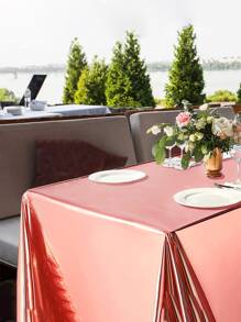 1 Khăn Trải Bàn Dùng Một Lần PEVA, Khăn Trải Bàn Hình Chữ Nhật Màu Hồng Chống Nước Dùng Một Lần Cho Bữa Tiệc - Hoa hồng vàng - Xem 2