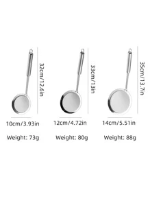 1入組帶手柄不銹鋼濾網廚房用銀色漏勺