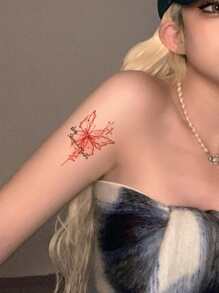 4 hojas Pegatina tatuaje con estampado de mariposa y letra - Multicolor - Ver 1