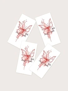 4 hojas Pegatina tatuaje con estampado de mariposa y letra - Multicolor - Ver 2