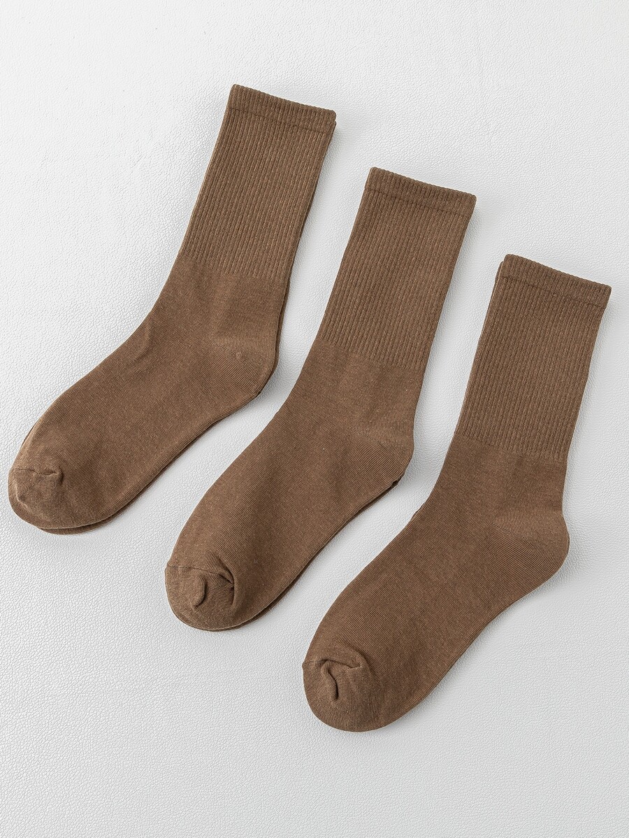3 pares de calcetines unicolor - Café integral - Ver 1