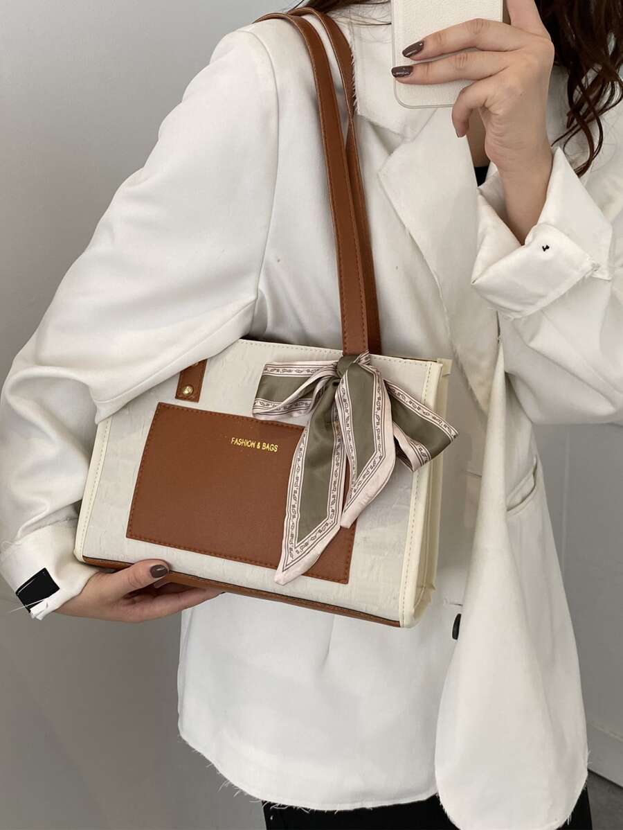 Skinny Scarf Decor Square Bag - Multicolor - View 1