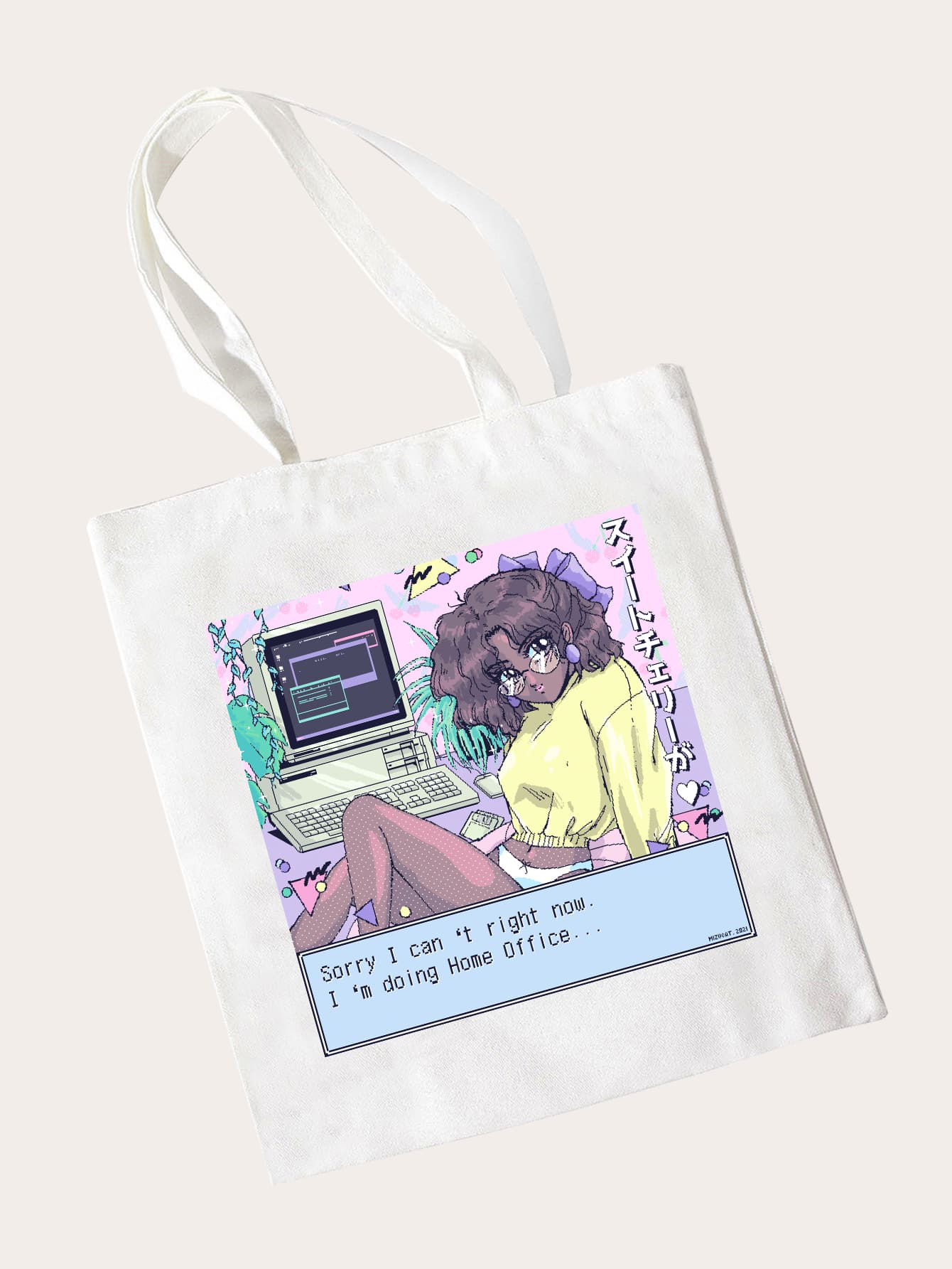 Mizucat Figure Graphic Shopper Bag - White - View 1