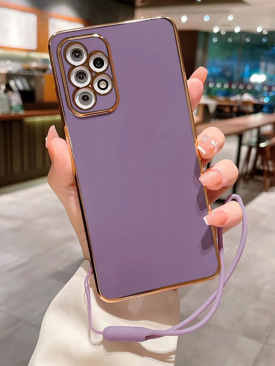 Anti-Fall Plating Phone Case With Lanyard Compatible With IPhone15/15Plus/15Pro/15Promax,International Version, Not The Domestic Version - Purple - View 1