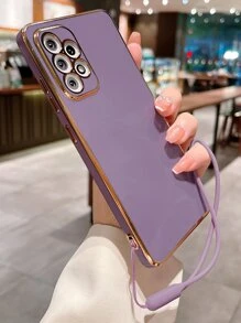 Anti-Fall Plating Phone Case With Lanyard Compatible With IPhone15/15Plus/15Pro/15Promax,International Version, Not The Domestic Version - Purple - View 2