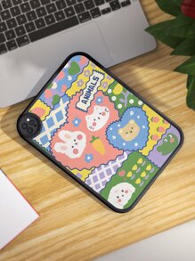 1 Stück schwarze Tablethülle kompatibel mit Samsung Galaxy Tab A7 Lite 8,7'' Tablet, cartoon-bunte und niedliche Tier 360-Grad verdickte Sturzsichere Leder Tragbare Tablethülle kompatibel mit iPad 9. Generation 10,2" - Verschiedenfarbig - Übersicht 2