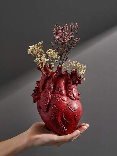 1 pieza Decoración floral artificial en forma de corazón vintage, ornamento de corazón de escritorio, decoración del hogar, jarrón, decoración de habitación, jarrón de flores, jarrón de vidrio